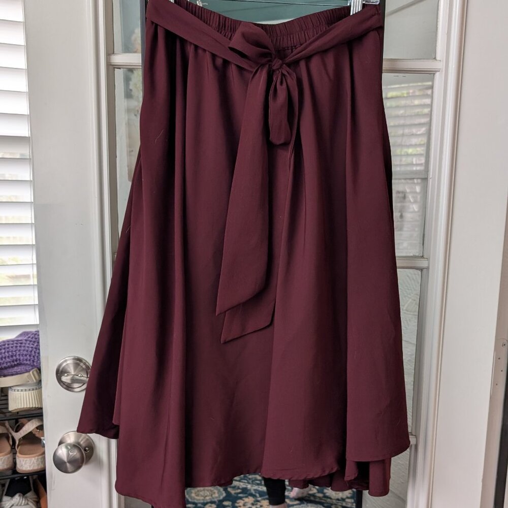 Lucky & Coco Dark Burgundy Pull-On Skirt -  L